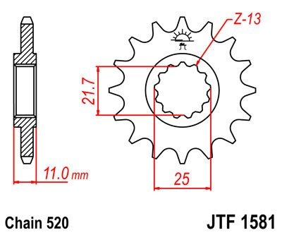 Zębatka przednia JTF1581.14