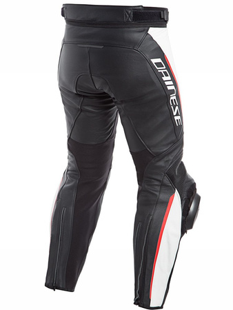 Spodnie Dainese Delta 3 czarno biało czerwone fluo skórzane