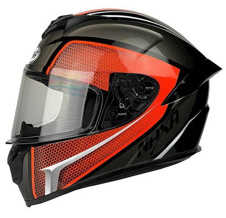 Kask NAXA F30 czarny fluo red mat