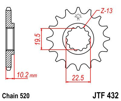 Zębatka przednia JTF432.14